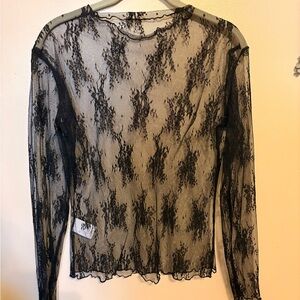 Black Lace Sheer Top